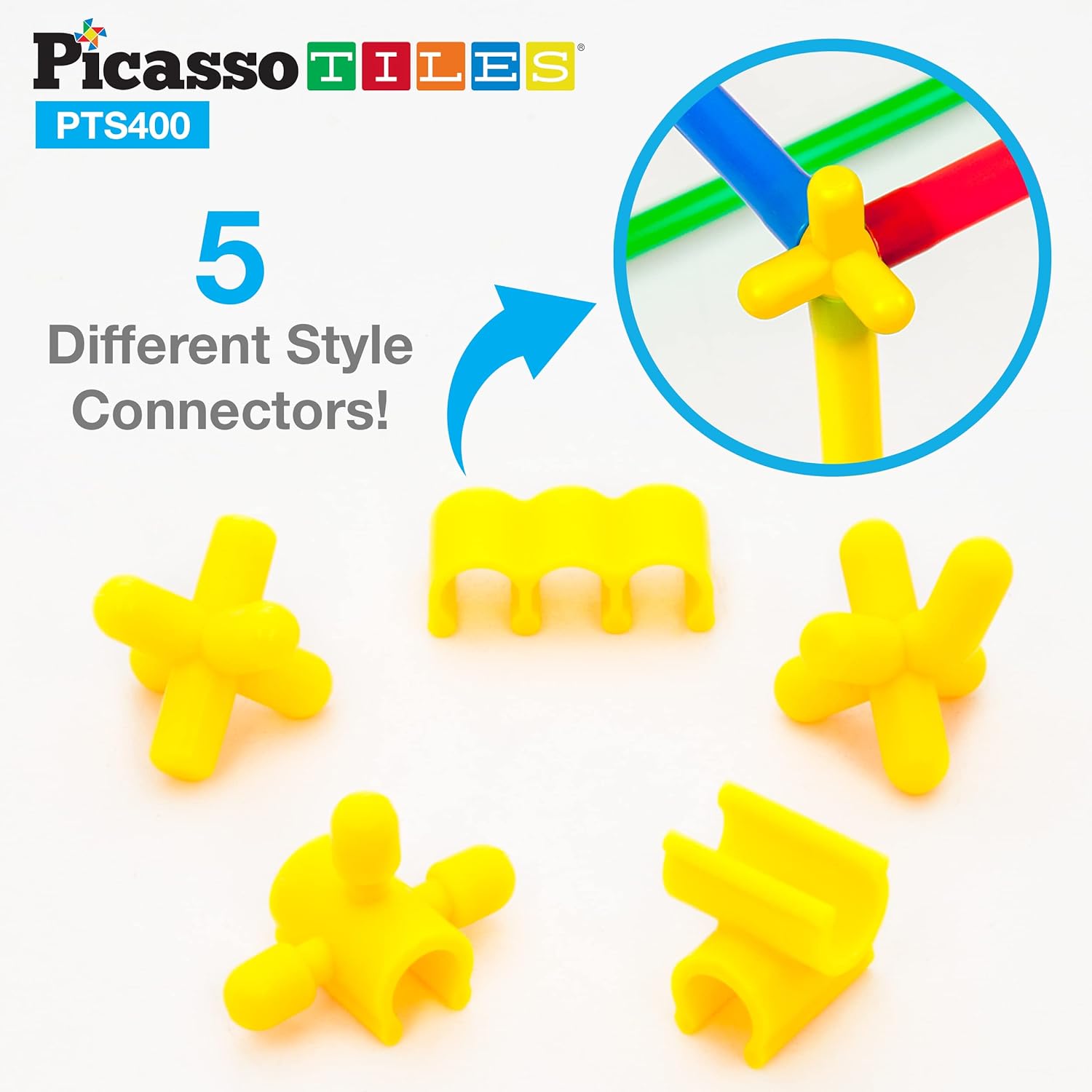 PicassoTiles 600pc Construction Toy Straw Building Set Children
